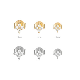 Cubic zirconia flower stud earrings sterling silver sold by pair