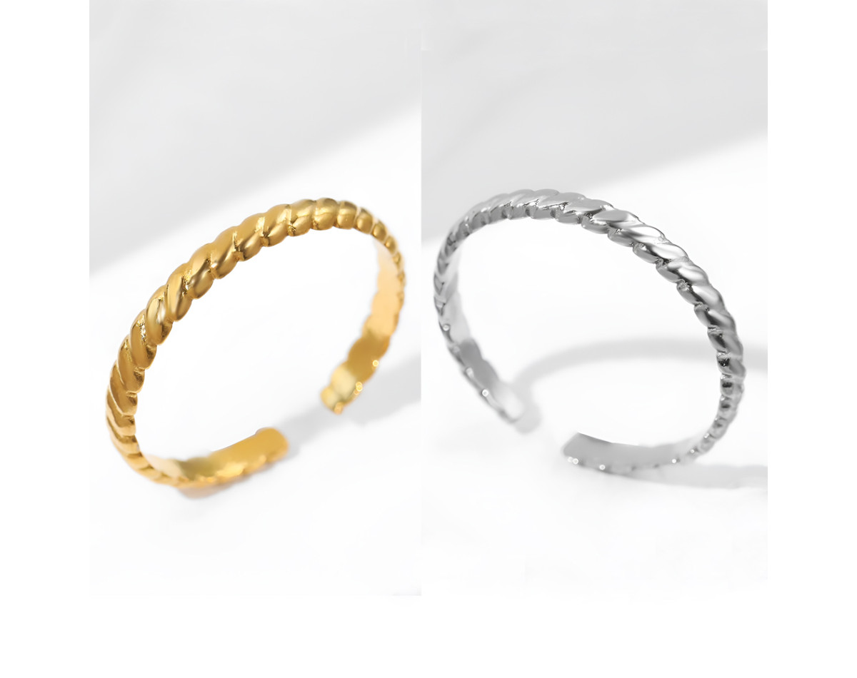 Adjustable wavy surface ring stainless steel stackable ring resizable ring