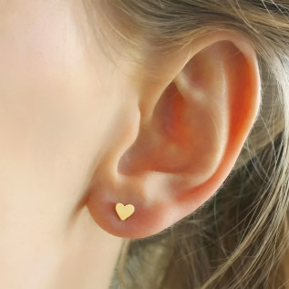 Heart stud earrings stainless steel silver gold gift sold by pair