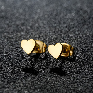 Heart stud earrings stainless steel silver gold gift sold by pair