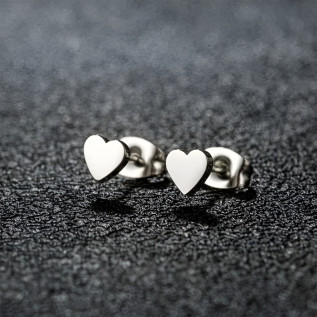 Heart stud earrings stainless steel silver gold gift sold by pair