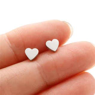 Heart stud earrings stainless steel silver gold gift sold by pair