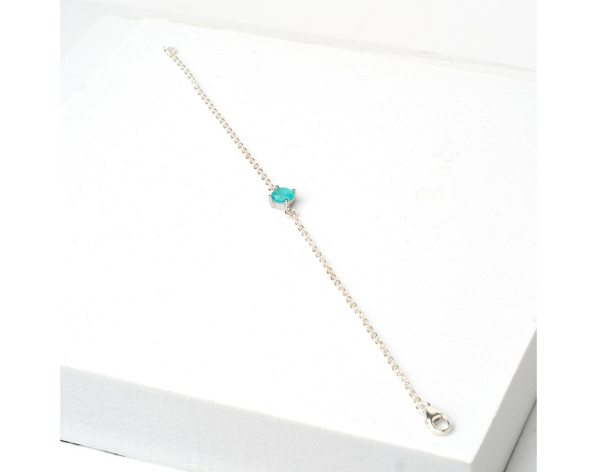 Collier En Apatite Paraiba Brute - Pierre Rectangle à Pans Coupés - Création Unique A Bijoux