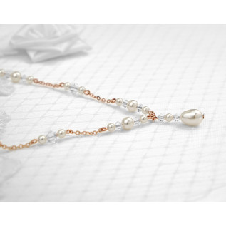 Bridal necklace LILY Swarovski crystal pearls ivory white jewel for bride