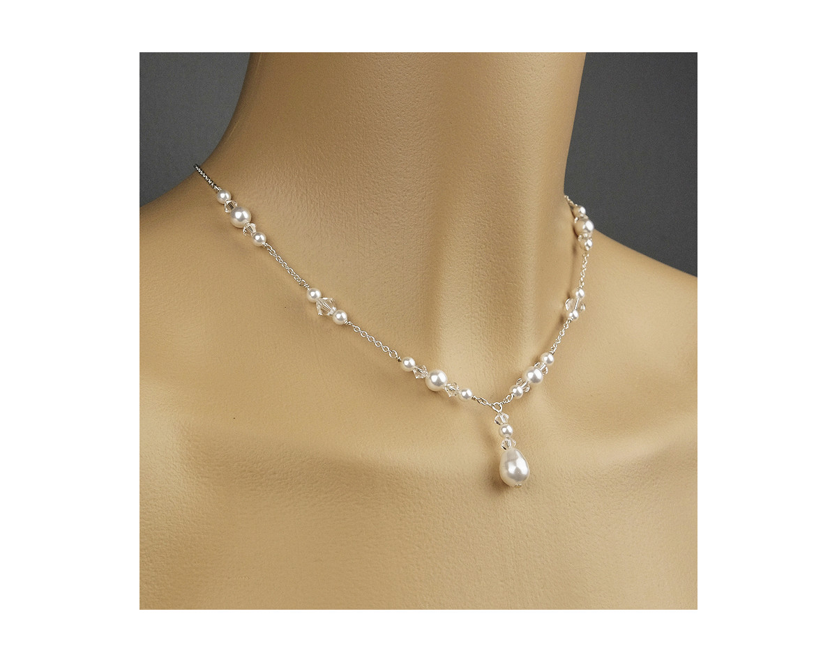 Collier mariage LILY perles cristal Swarovski ivoire blanc bijou mariée