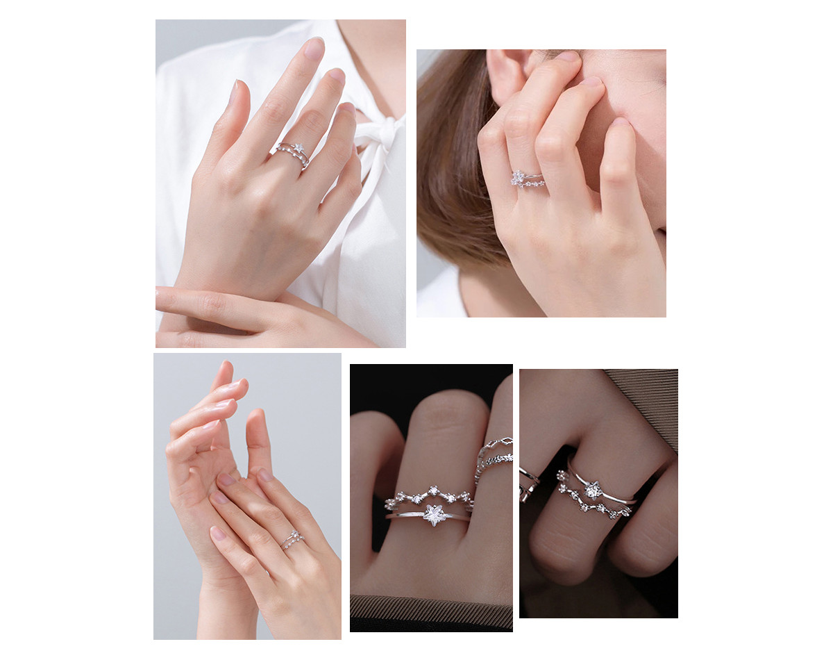 Bague argent 925 perlée, pampille étoile zirconia