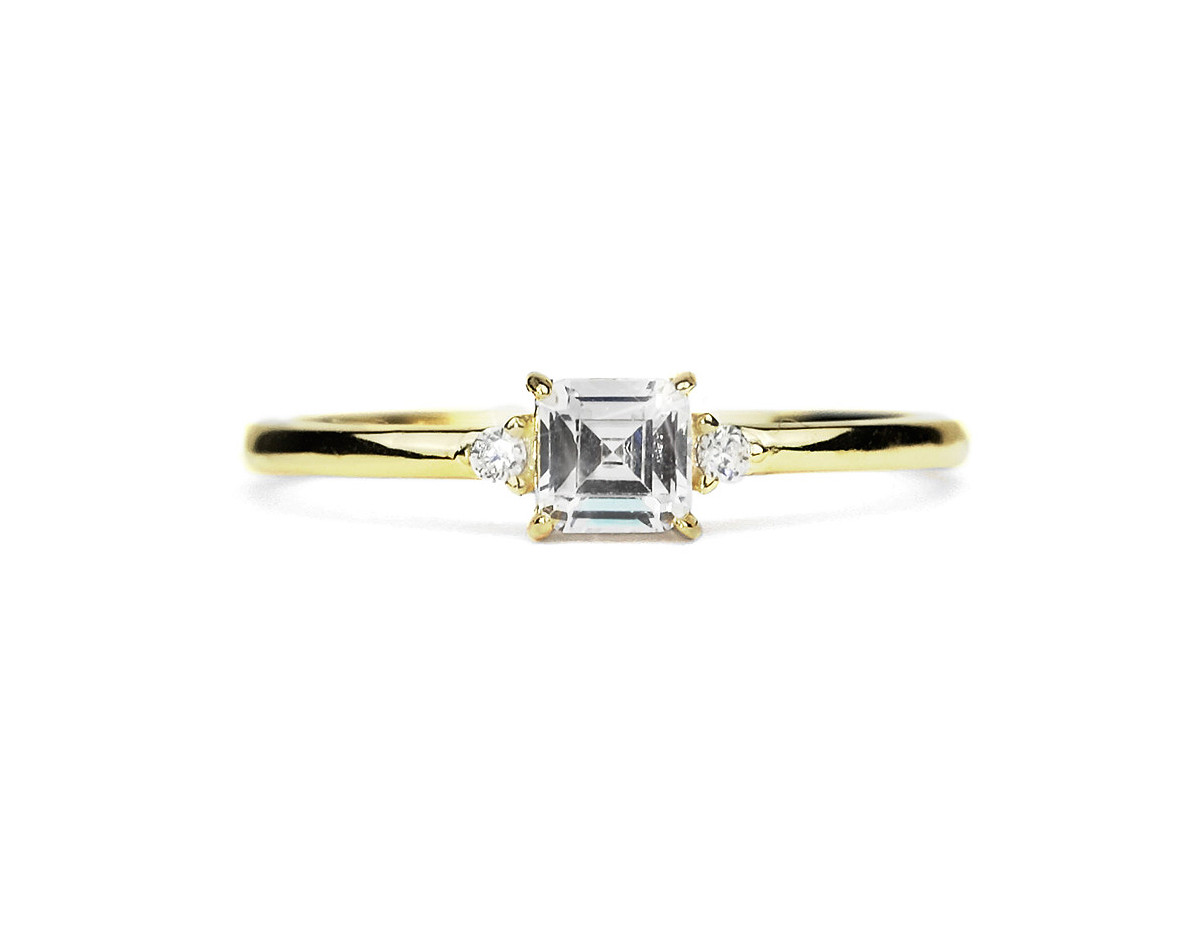 Parure Bague Fiançailles/mariage – Argent Sterling, Zircon Cubique Carré, Thaïlande