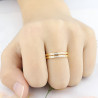 Bague alliance acier inoxydable et titane 2 rangs zircons, argent or anneau zircon alliance empilable