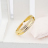 Bague alliance acier inoxydable et titane 2 rangs zircons, argent or anneau zircon alliance empilable