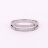 Bague alliance acier inoxydable et titane 2 rangs zircons, argent or anneau zircon alliance empilable