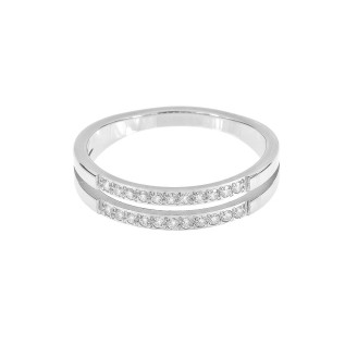 Bague alliance acier inoxydable et titane 2 rangs zircons, argent or anneau zircon alliance empilable