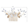 Bridal hair comb DAHLIA, crystals, porcelain flowers, leaves, pearls