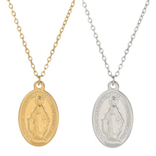 Virgin Mary pendant necklace 2 silver or gold stainless steel woman jewelry religeous necklace