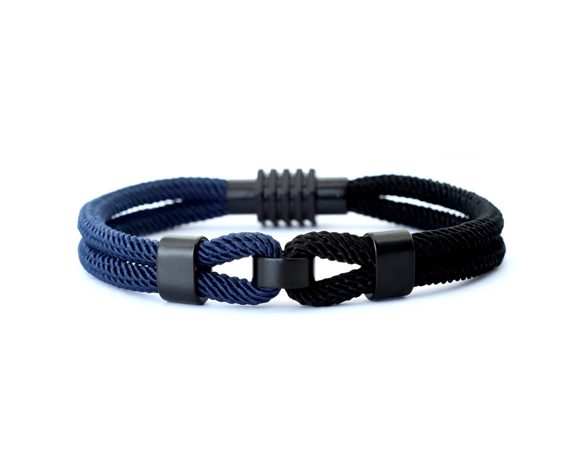 Bracelet homme corde nautique bicolore