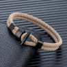 Double-row nautical rope and black hook fastener men bracelet