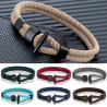 Double-row nautical rope and black hook fastener men bracelet