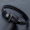 Double-row nautical rope and black hook fastener men bracelet