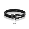 Double-row nautical rope and black hook fastener men bracelet