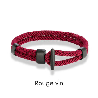 Double-row nautical rope and black hook fastener men bracelet