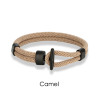 Double-row nautical rope and black hook fastener men bracelet
