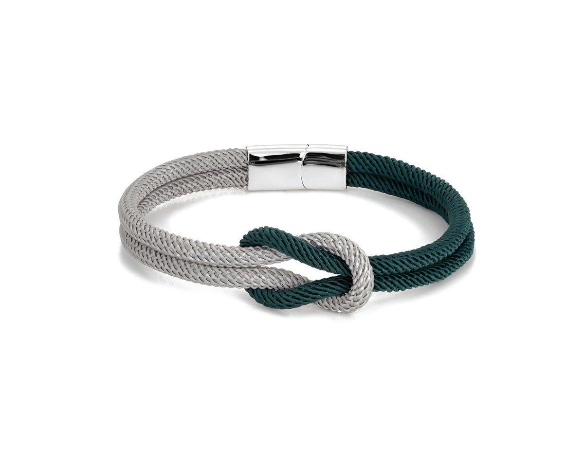 Bracelet cordon Bretagne, noeud marin, couleurs bretonnes, noir et bla