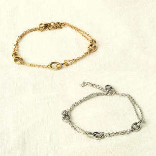 Large link pair bracelet silver gold stainless steel chain
