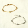 Large link pair bracelet silver gold stainless steel chain