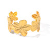 Wide cuff flower bracelet in silver gold stainless steel woman gift