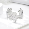 Wide cuff flower bracelet in silver gold stainless steel woman gift