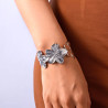 Wide cuff flower bracelet in silver gold stainless steel woman gift