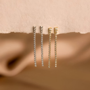 Cubic zirconia cascade stud earrings silver gold stainless steel sold by pair