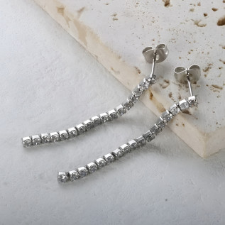 Cubic zirconia cascade stud earrings silver gold stainless steel sold by pair