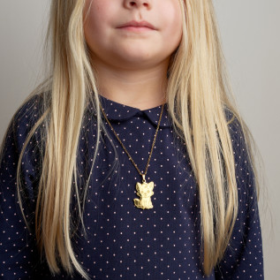 Baby animal pendant necklace silver or gold stainless steel cat rabbit hippopotamus sheep elephant tiger lion child jewelry