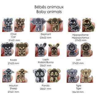 Baby animal pendant necklace silver or gold stainless steel cat rabbit hippopotamus sheep elephant tiger lion child jewelry