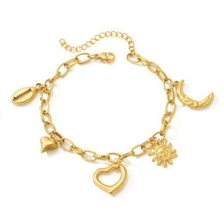 Charm bracelet in gold stainless steel woman gift