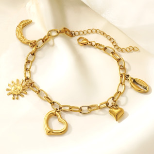 Charm bracelet in gold stainless steel woman gift