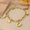 Charm bracelet in gold stainless steel woman gift