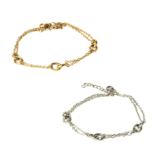 Large link pair bracelet silver gold stainless steel chain