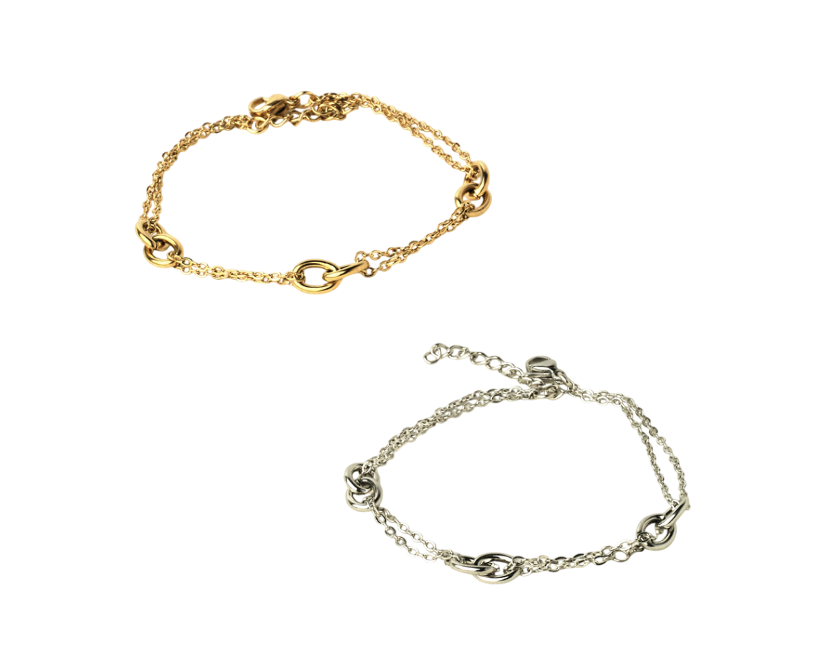 Large link pair bracelet silver gold stainless steel chain