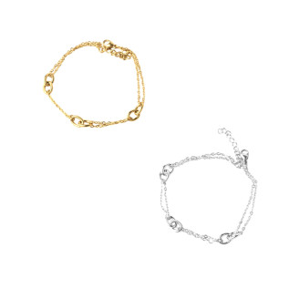 Large link pair bracelet silver gold stainless steel chain