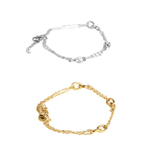 Large link pair bracelet silver gold stainless steel chain