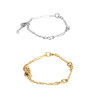 Large link pair bracelet silver gold stainless steel chain