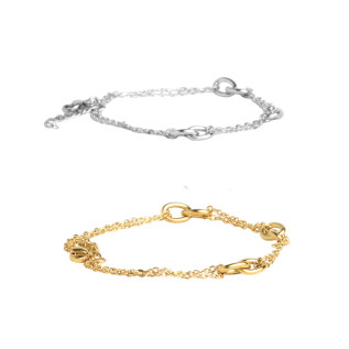 Large link pair bracelet silver gold stainless steel chain