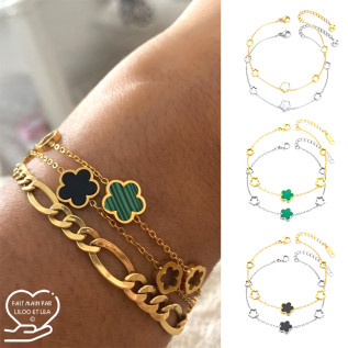 Plum blossom bracelet in white mother-of-pearl or resin in silver or gold stainless steel woman gift