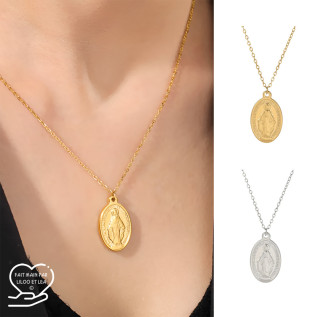 Virgin Mary pendant necklace 2 silver or gold stainless steel woman jewelry religeous necklace