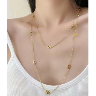 Collier mi-long ou sautoir maille marine acier inoxydable argent or cadeau femme