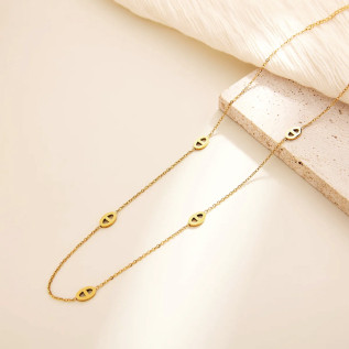 Collier mi-long ou sautoir maille marine acier inoxydable argent or cadeau femme