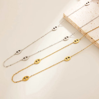 Collier mi-long ou sautoir maille marine acier inoxydable argent or cadeau femme