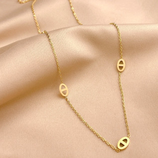 Collier mi-long ou sautoir maille marine acier inoxydable argent or cadeau femme