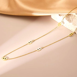 Collier mi-long ou sautoir maille marine acier inoxydable argent or cadeau femme